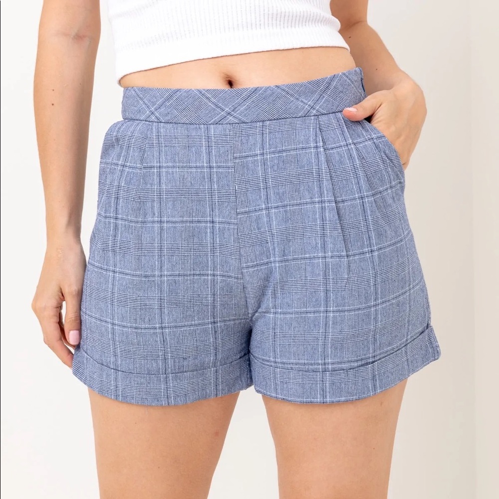 Plaid Printed Folded Shorts